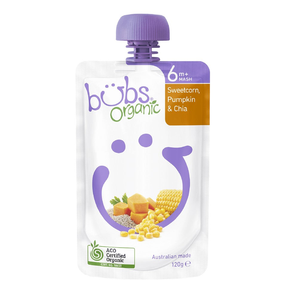 Bubs Organic Sweetcorn Pumpkin Chia 6+110g