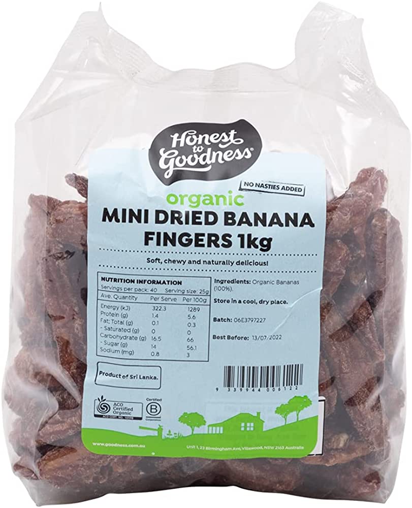 Honest to Goodness Dried Banana Fingers Mini 1Kg