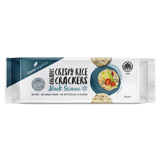 Ceres Organics Rice Crackers Black Sesame 100g