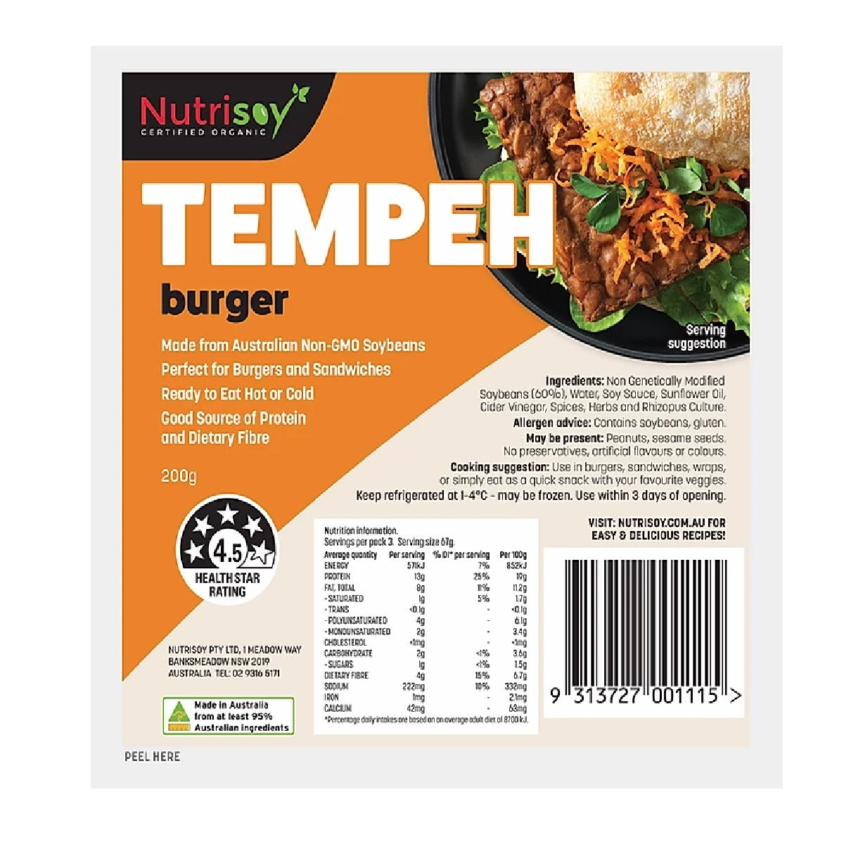 Nutrisoy Tempeh Burger 3 200g