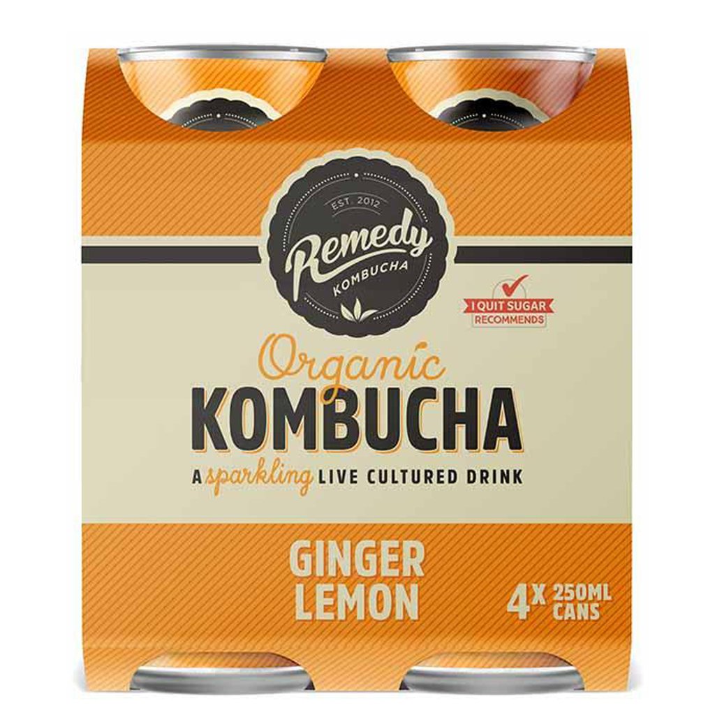 Remedy Kombucha Ginger Lemon 4x250ml