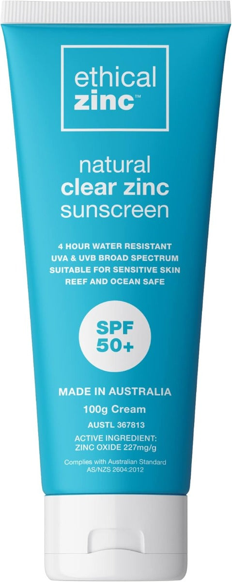 Ethical Zinc Natural Clear Zinc Sunscreen SPF 50+ 100ml