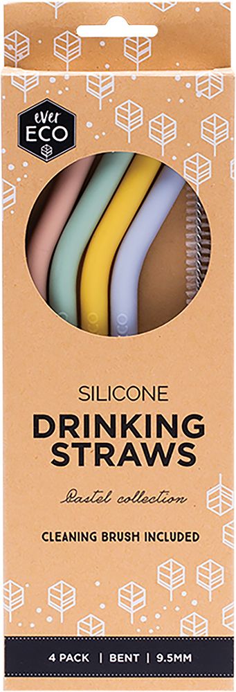 Silicone Straws Bent Includes Cleaning Brush 4