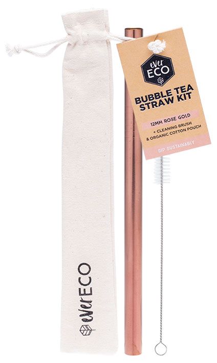 Bubble Tea Strawberry Kit Straight Rose Gold + Cleaning Brush 1