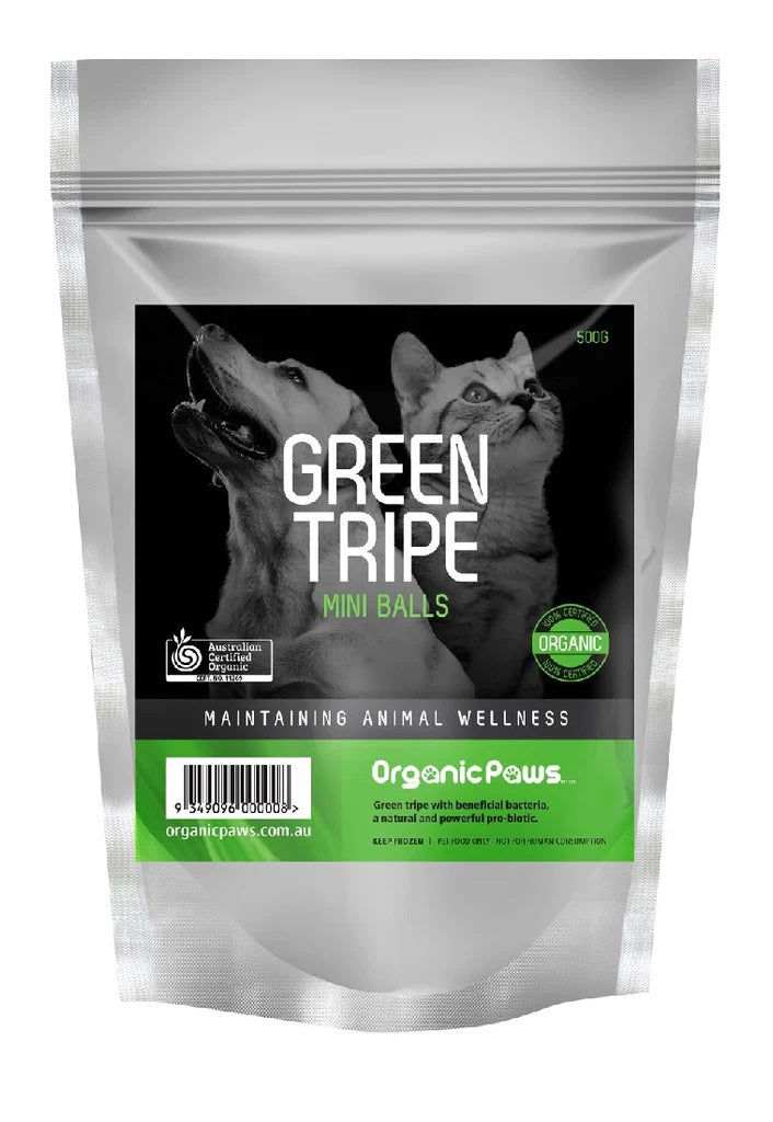 Organic Paws Green Tripe Mini Balls 500g