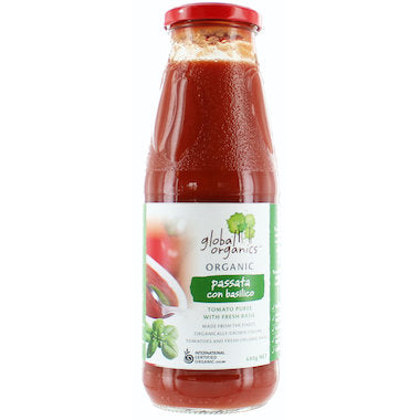 Global Organics Tomato Passata Basil 680g