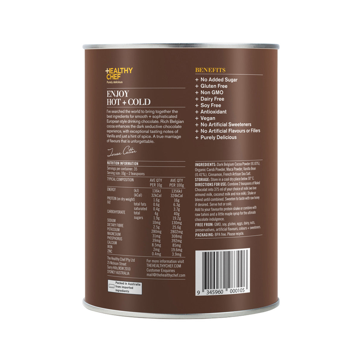 The Healthy Chef Chocolate Dark 350g