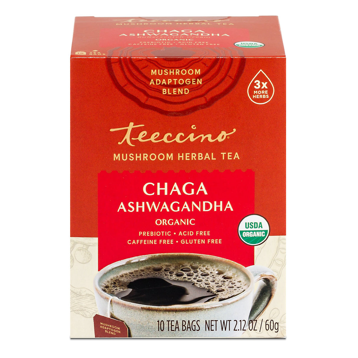 Teeccino Ashwagandha Mushroom x 10 Tea Bag