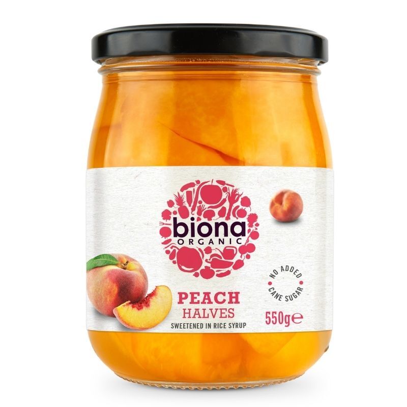 Biona Peach In Rice Syrup 550g