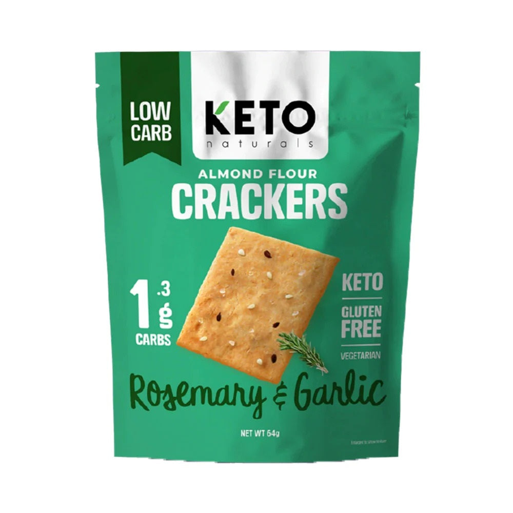 Keto Naturals Almond Flour Rosemary & Garlic Crackers 64g