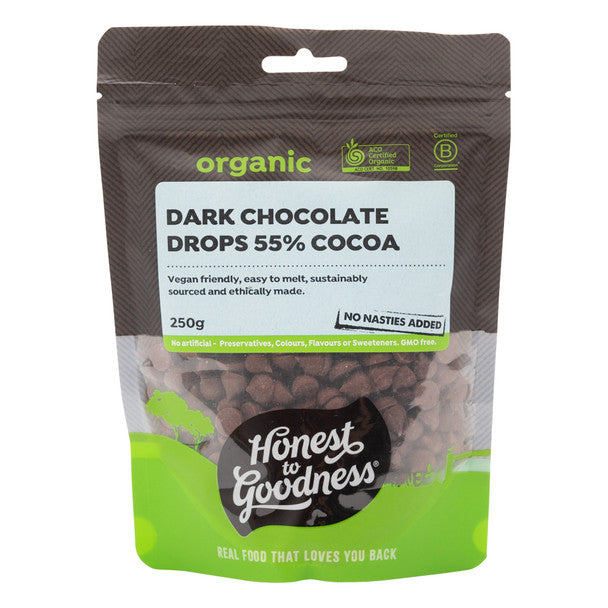 Honest to Goodness Dark Chocolate Drops 55% 250g