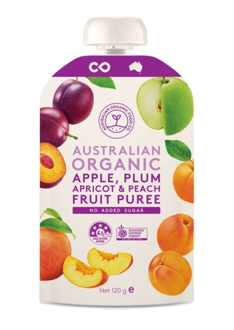 Australian Organic Food Co Apple, Plum, Apricot & Peach Fruit Puree 120g