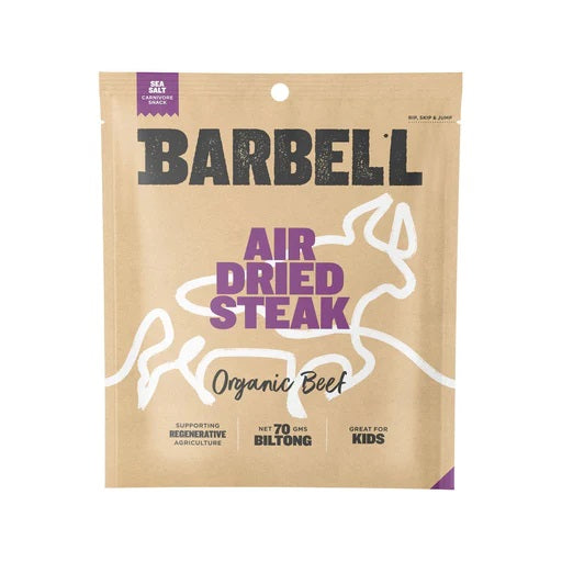 Barbell Foods Air Dried Steak Sea Salt Carnivore Snack 70g