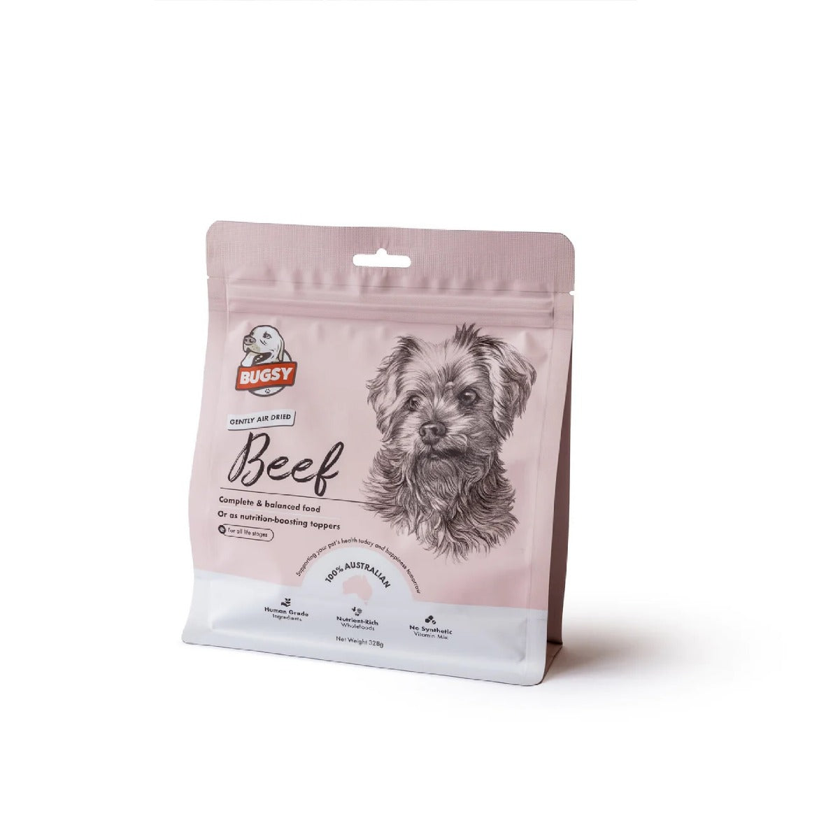 Bugsy Dried Beef Dog Food 328g