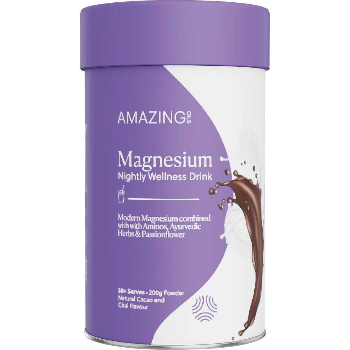 Amazing Oils Magnesium Nightly Wellness Drink Natura Cacao & Chai Flavour 200g