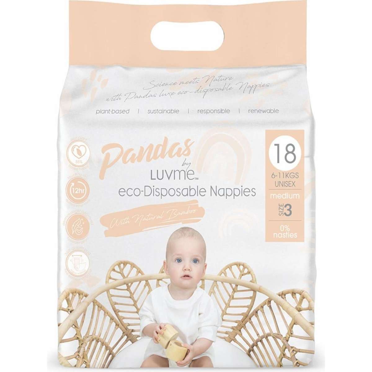 Luvme Dispos Nappies M 18p