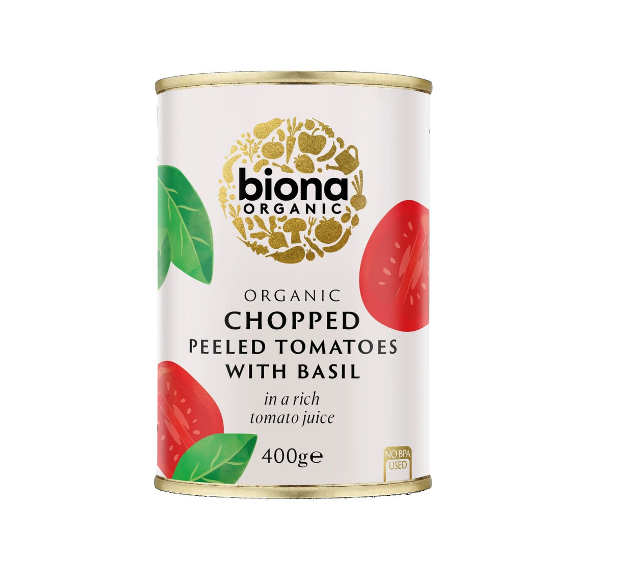 Biona Chop Tomato Basil 400g