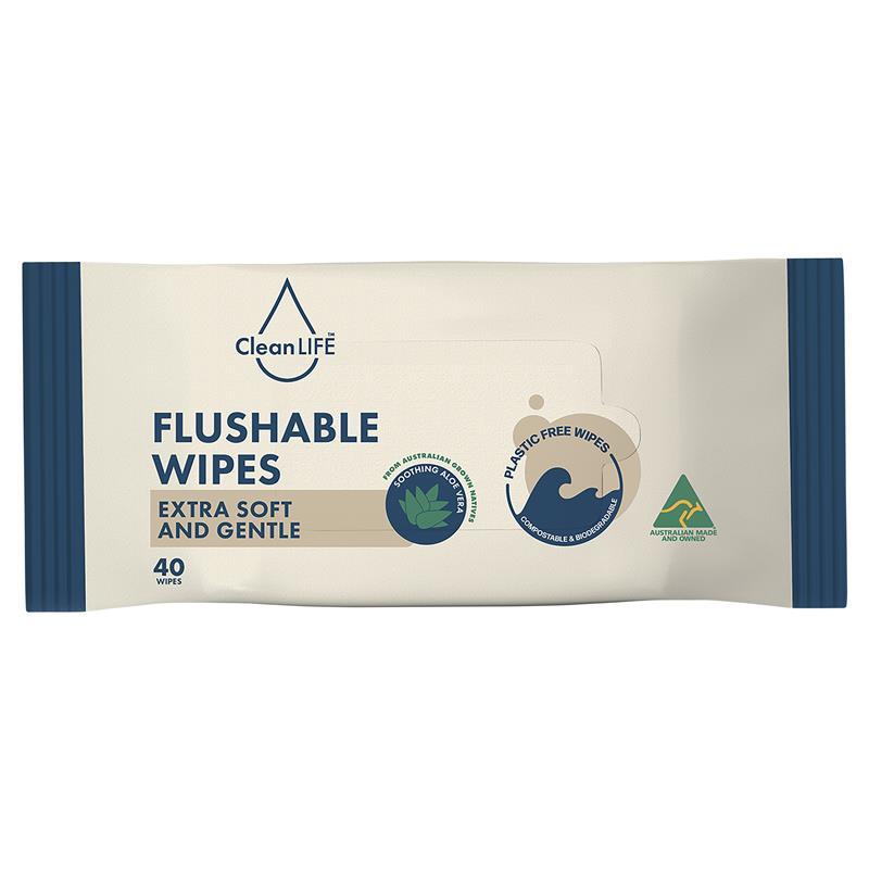 Clean Life Flushable Wipes 40 1Items