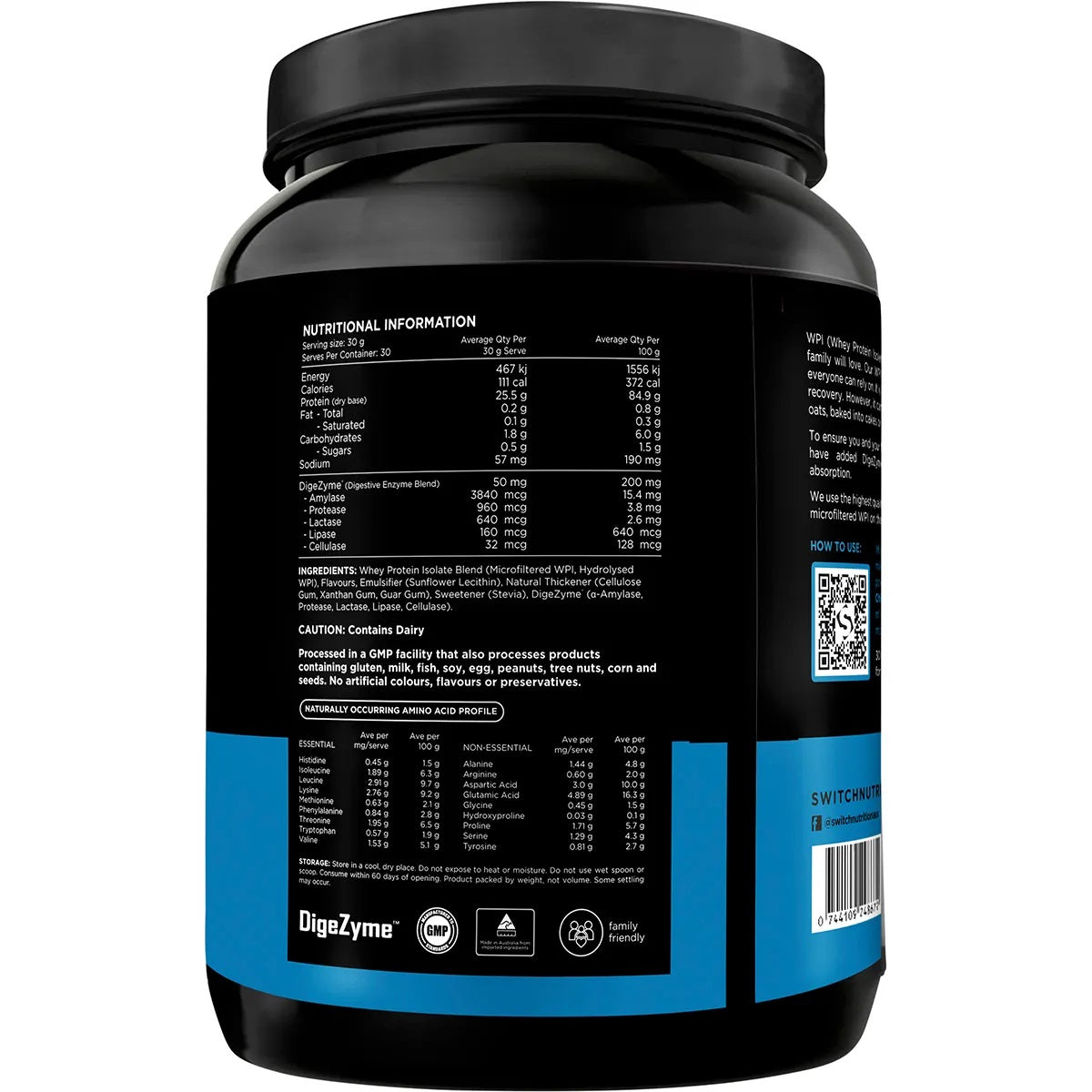 Switch Nutrition Whey Protein Protein Isolate Vanilla Creme 900g