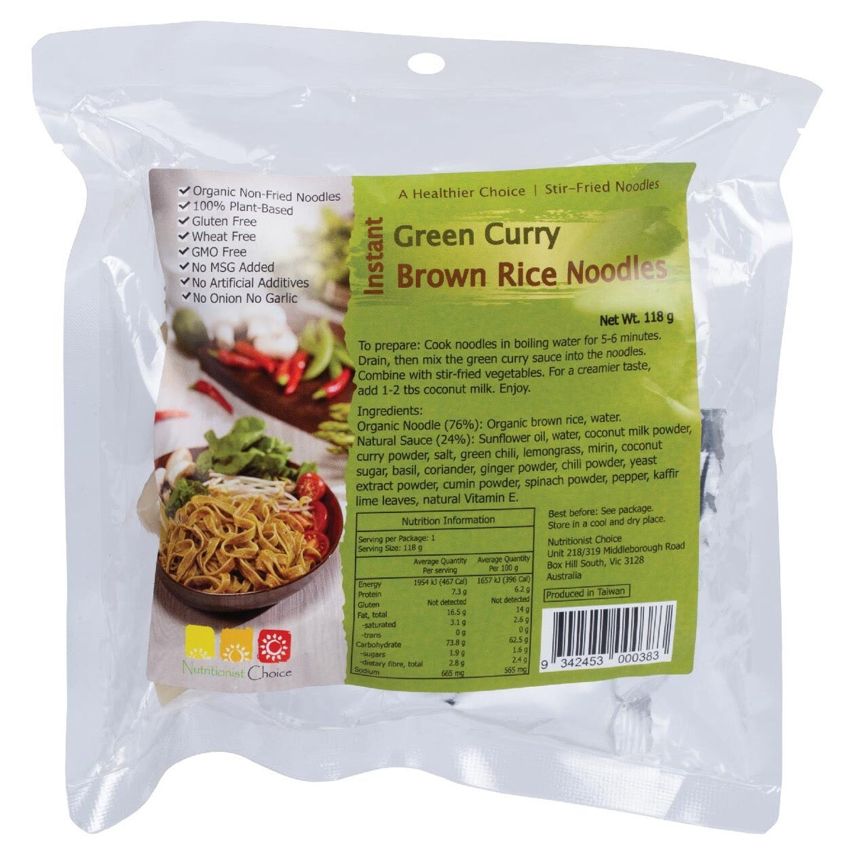 Nutritionist Choce Green Curry Noodle 118g