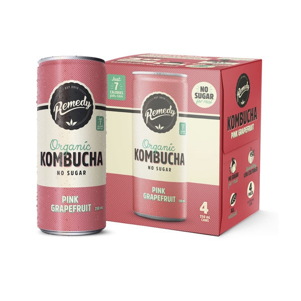 Remedy Organic Kombucha Pink Grapefruit 4x250ml