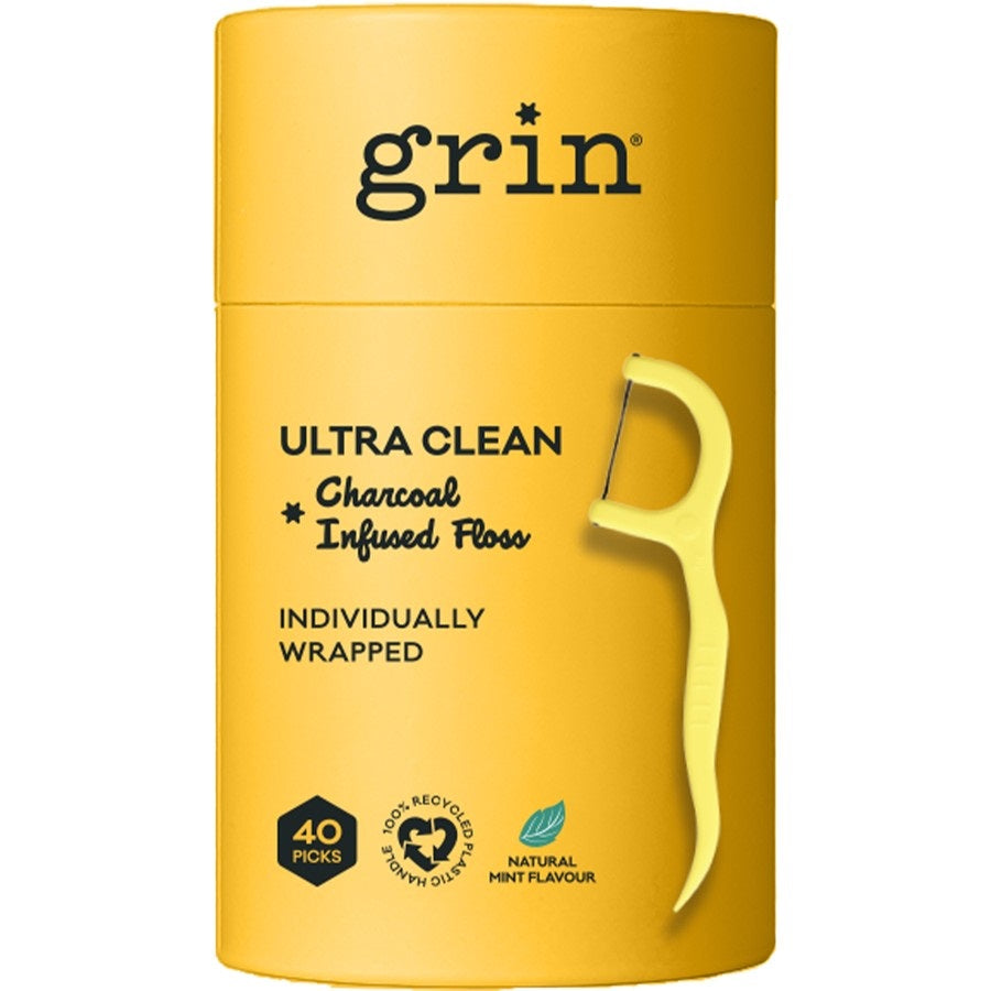 Grin Ultra Clean Floss Picks (Charcoal Infused) 40p