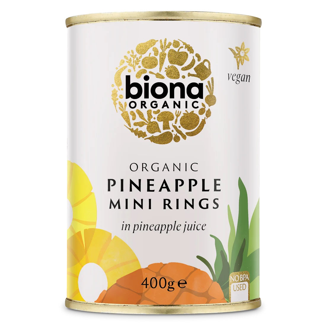 Biona Organic Pineapple Mini Rings in Pineapple Juice 400G